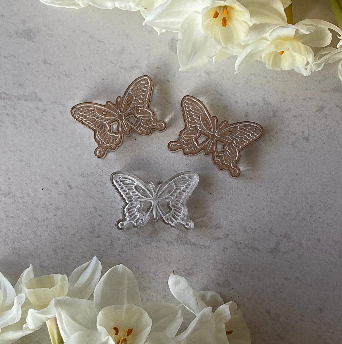 Clear Swallowtail Butterfly Acrylic Charm Pair