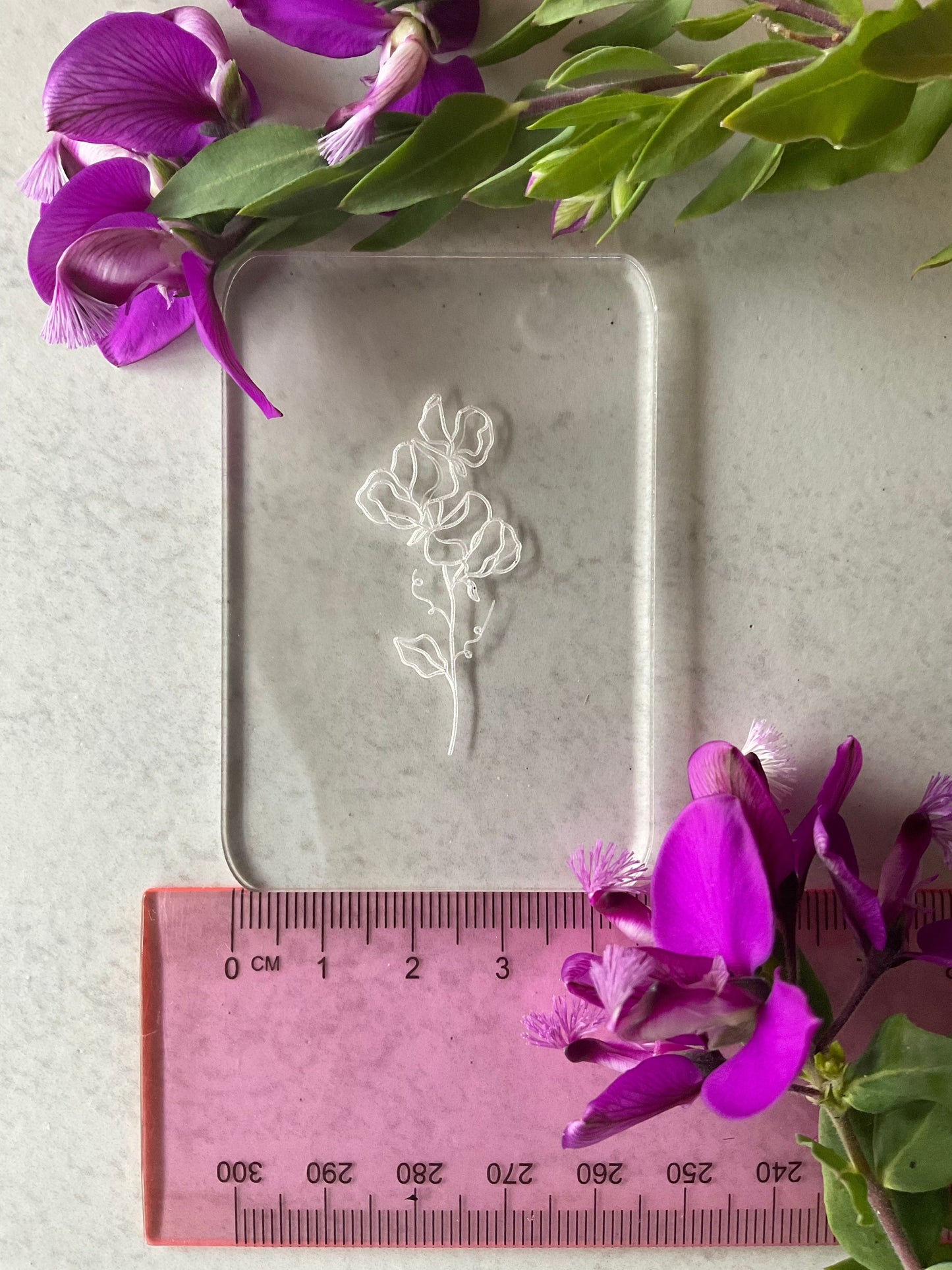 Sweet Pea Traditional Birth Flower Acrylic Texture Stamp April