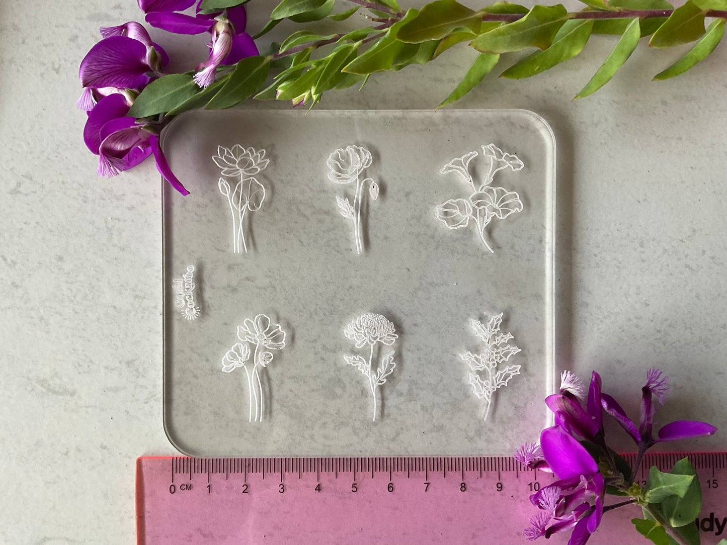 Traditional Birth Flowers Acrylic Texture Stamp July - December