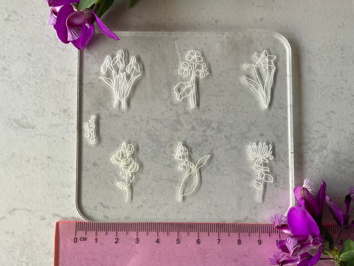 Traditional Birth Flowers Acrylic Texture Stamp January - June