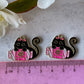 Black Demon Candy Cat Enamel Charm 30 mm 2 Pieces