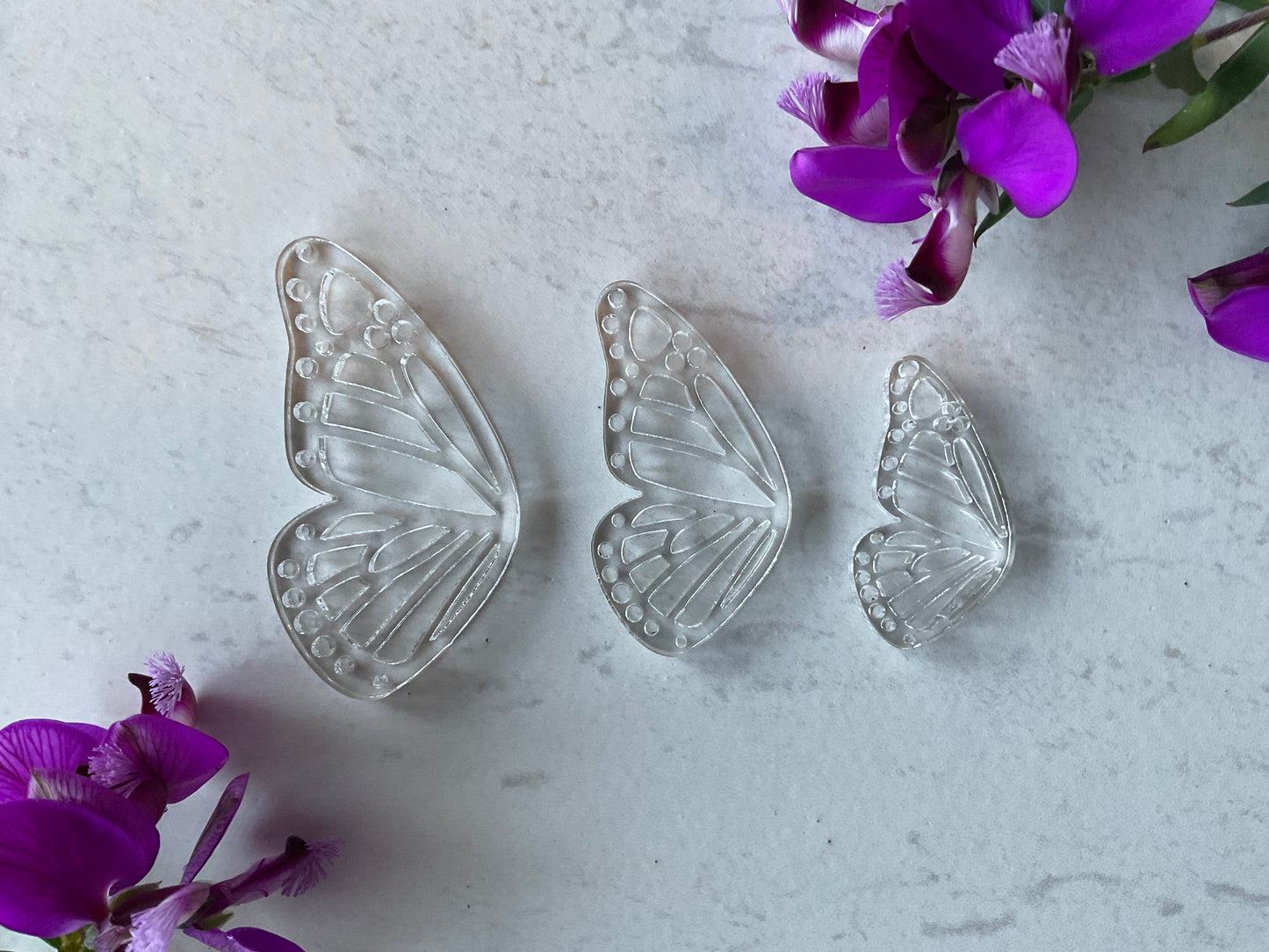 Clear Monarch Butterfly Full Wing Pair Charm Acrylic