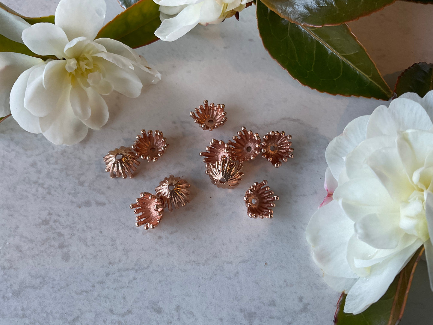 Rose Gold Plated 11mm Large Flower Centre Stamens 10 Pieces