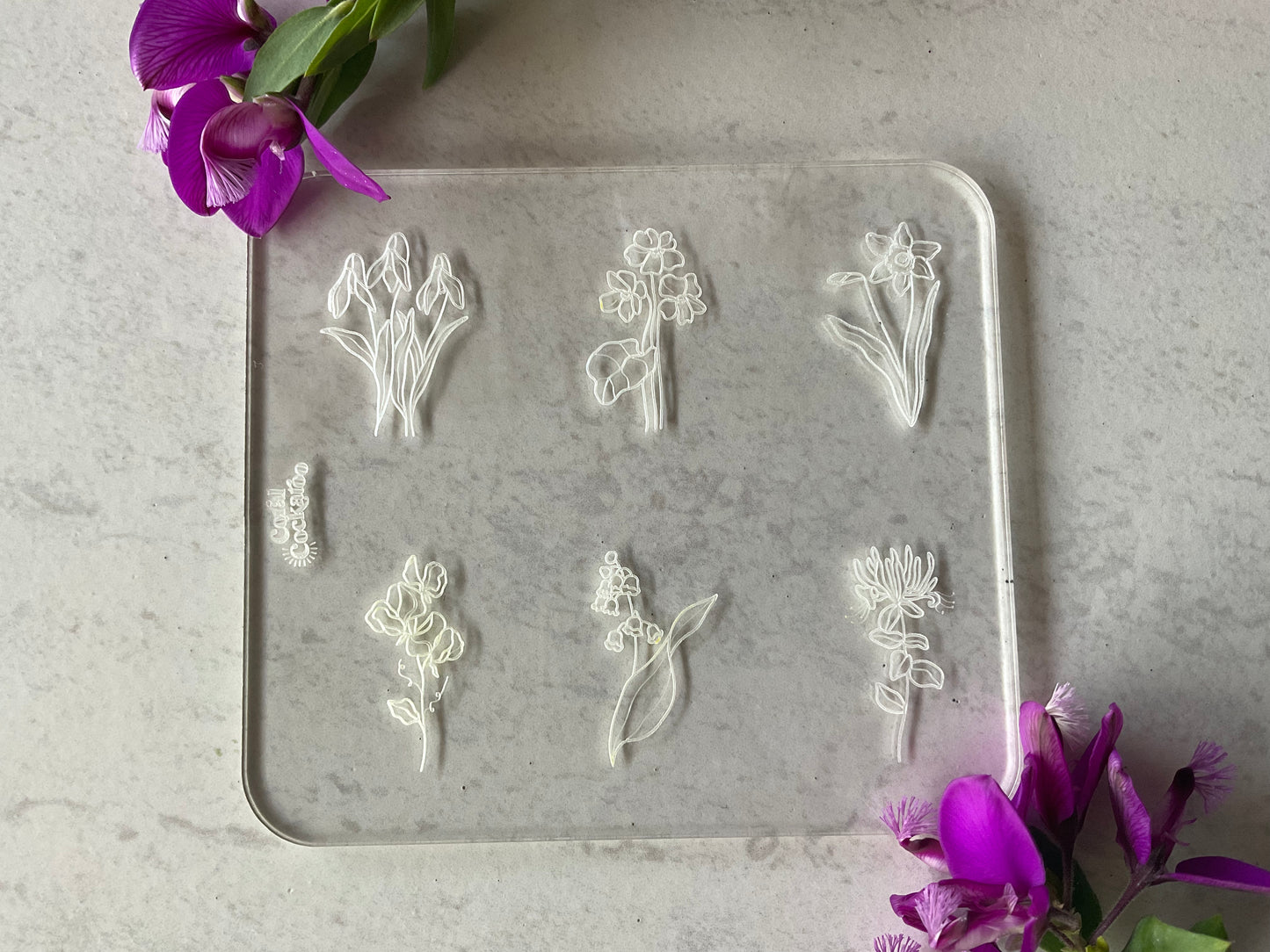 Traditional Birth Flowers Acrylic Texture Stamp January - June