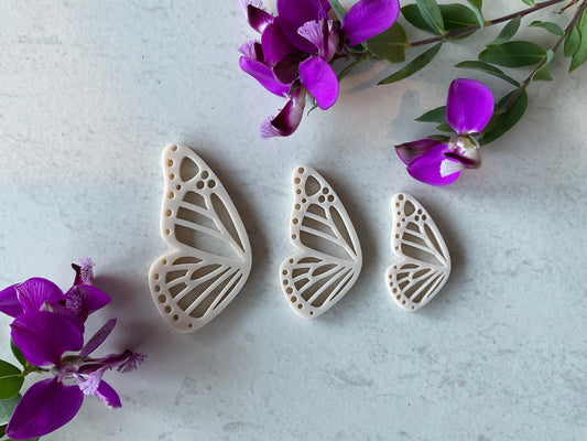 Ivory Monarch Butterfly Full Wing Pair Charm Acrylic