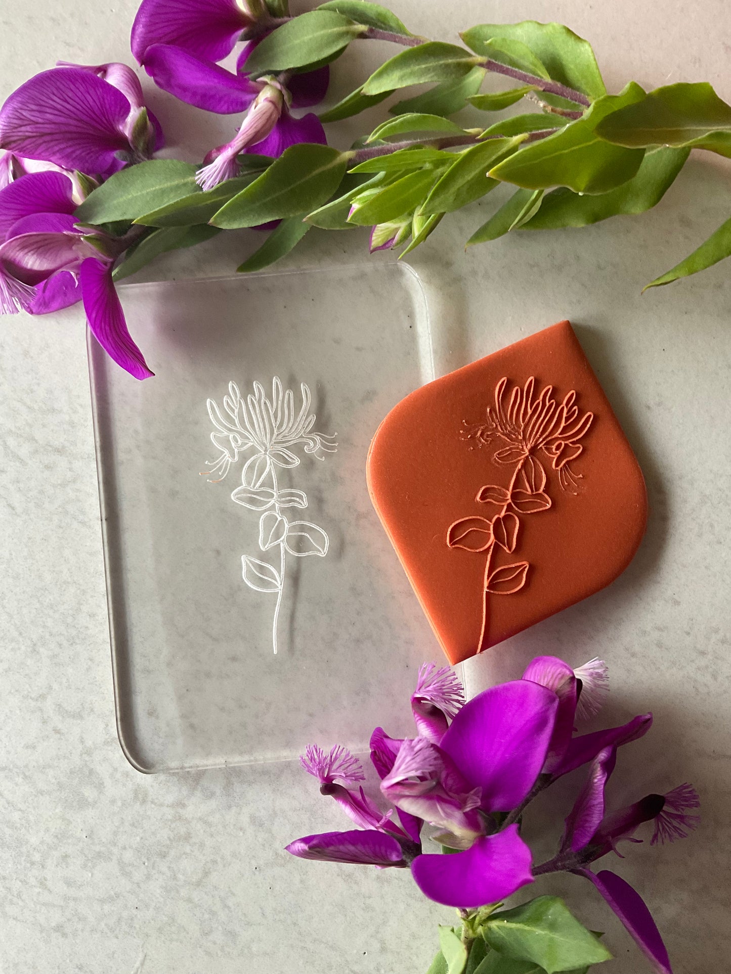 Honeysuckle Traditional Birth Flower Acrylic Texture Stamp June