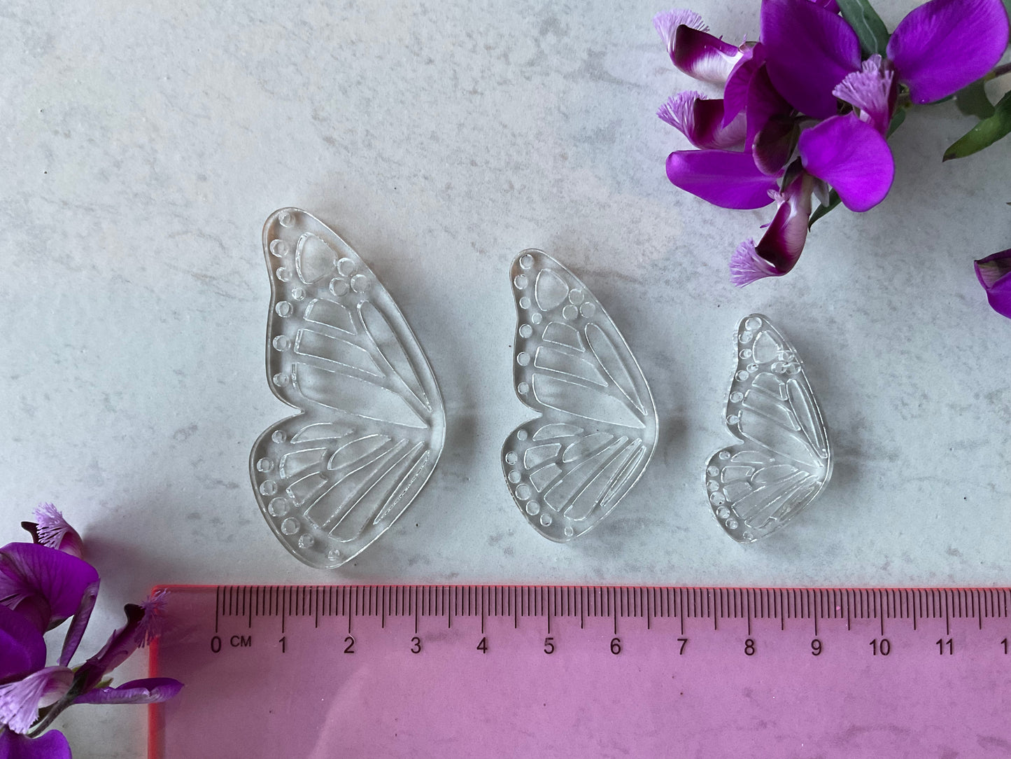 Clear Monarch Butterfly Full Wing Pair Charm Acrylic