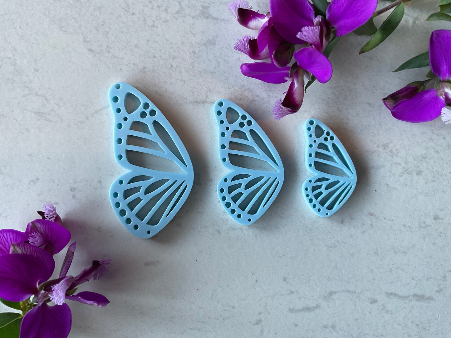 Sky Blue Monarch Butterfly Full Wing Pair Charm Acrylic