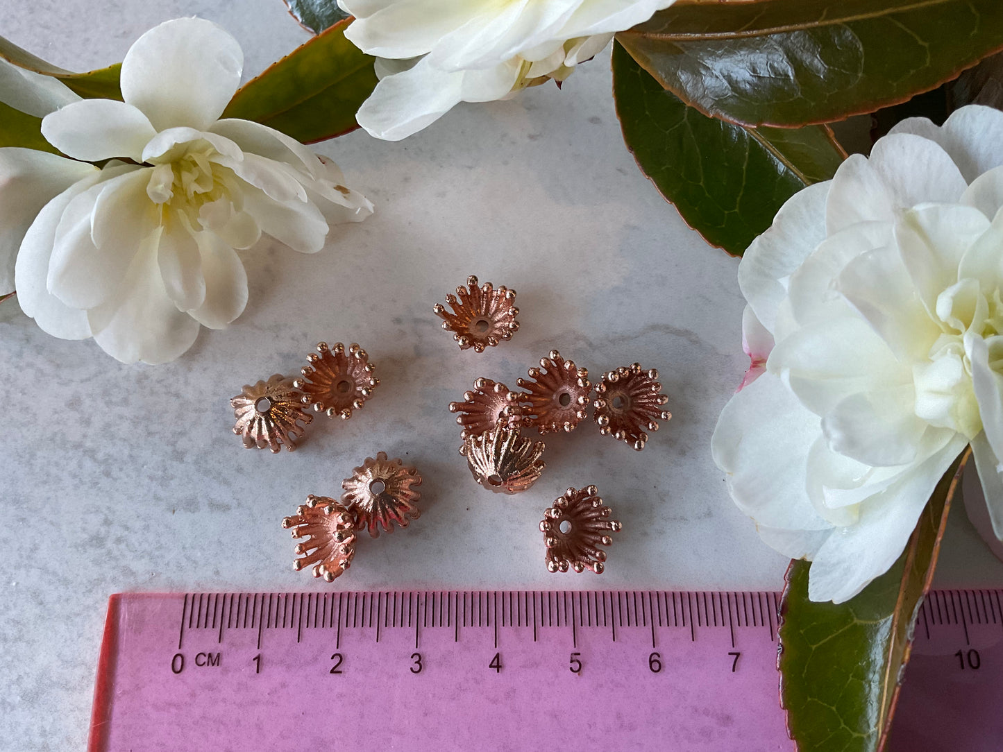 Rose Gold Plated 11mm Large Flower Centre Stamens 10 Pieces