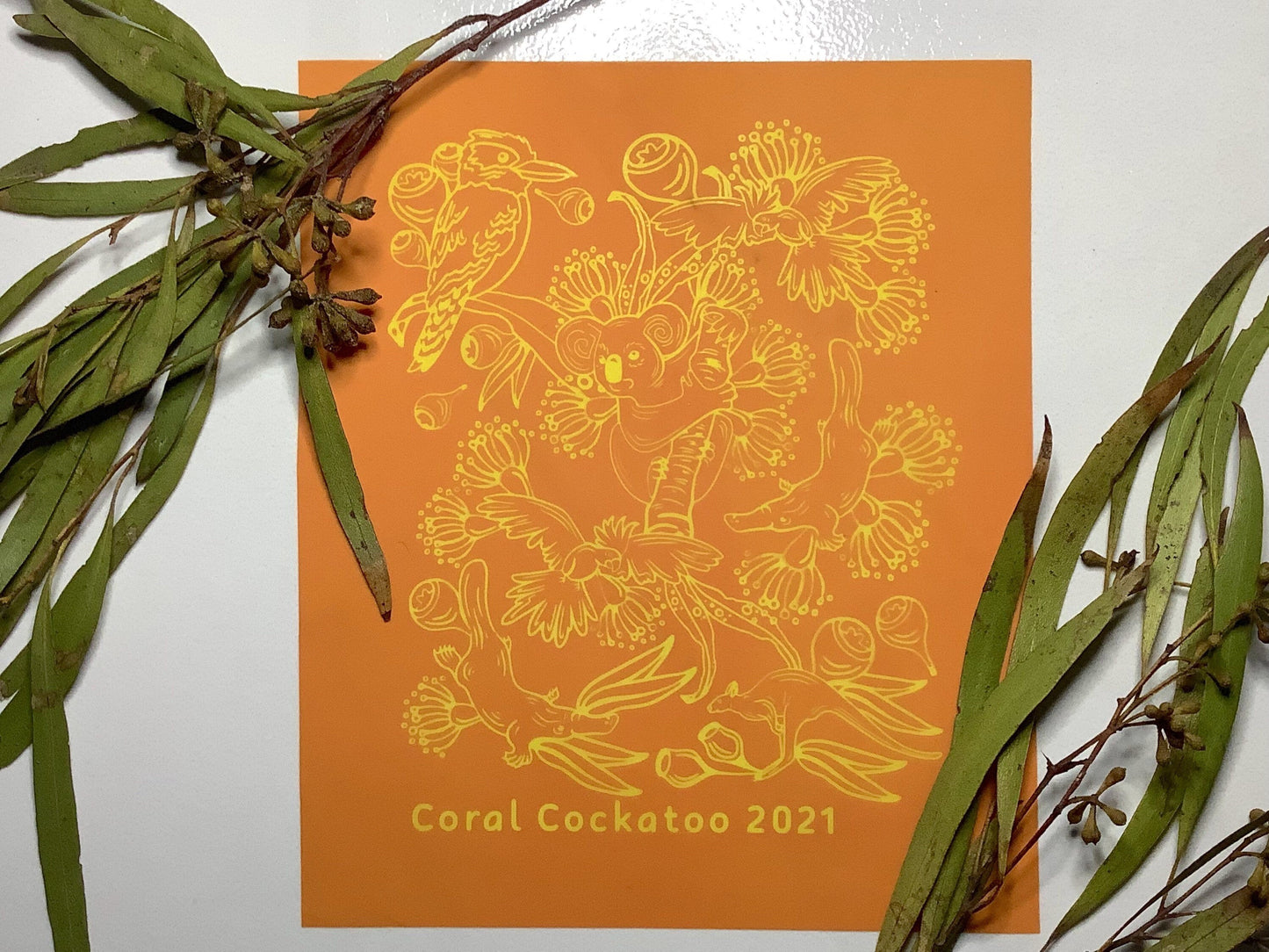 Australian Animals Koala Blossom Crown Silkscreen 017