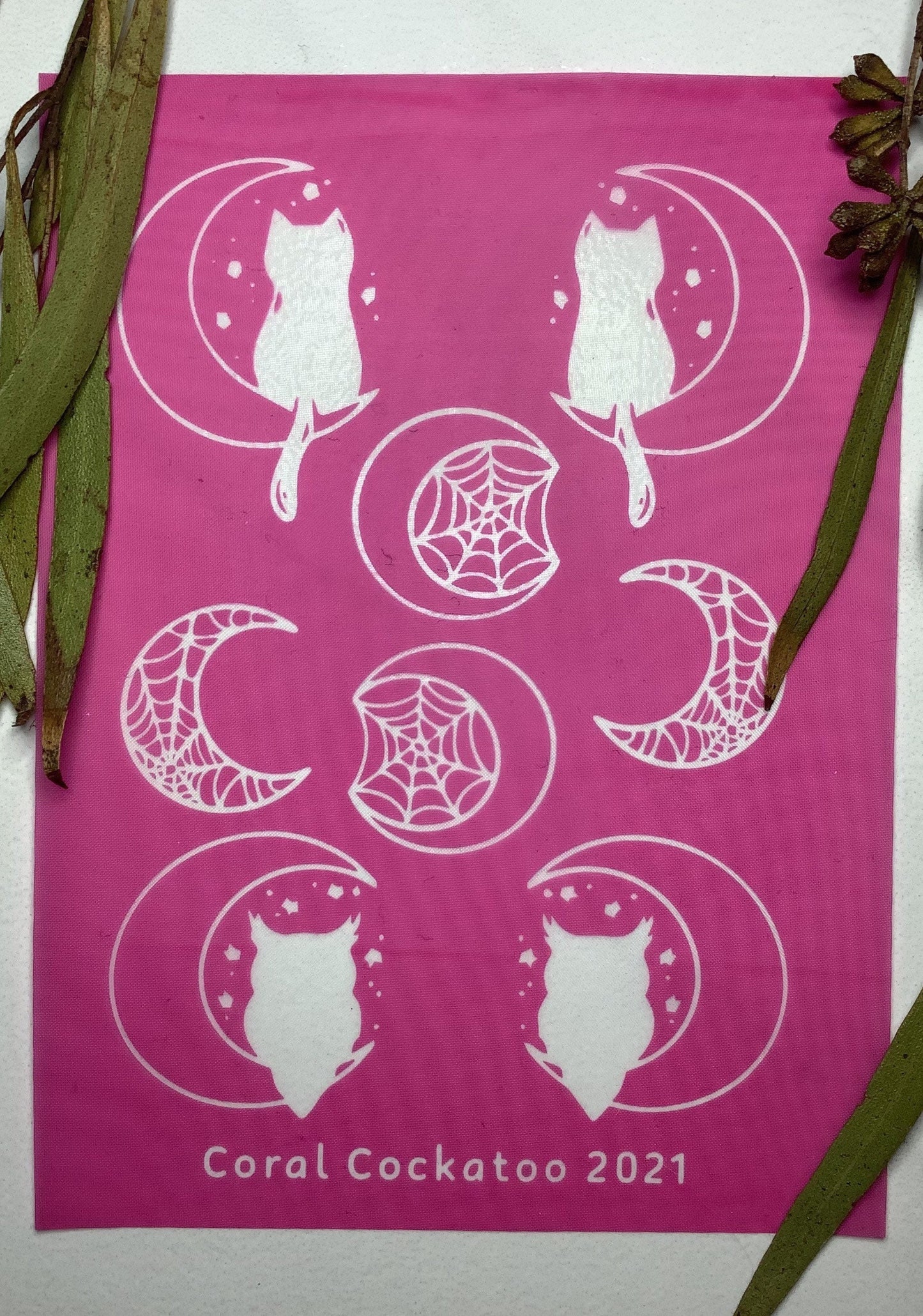 Owl Pussycat and Spiderweb Moons Silkscreen 041