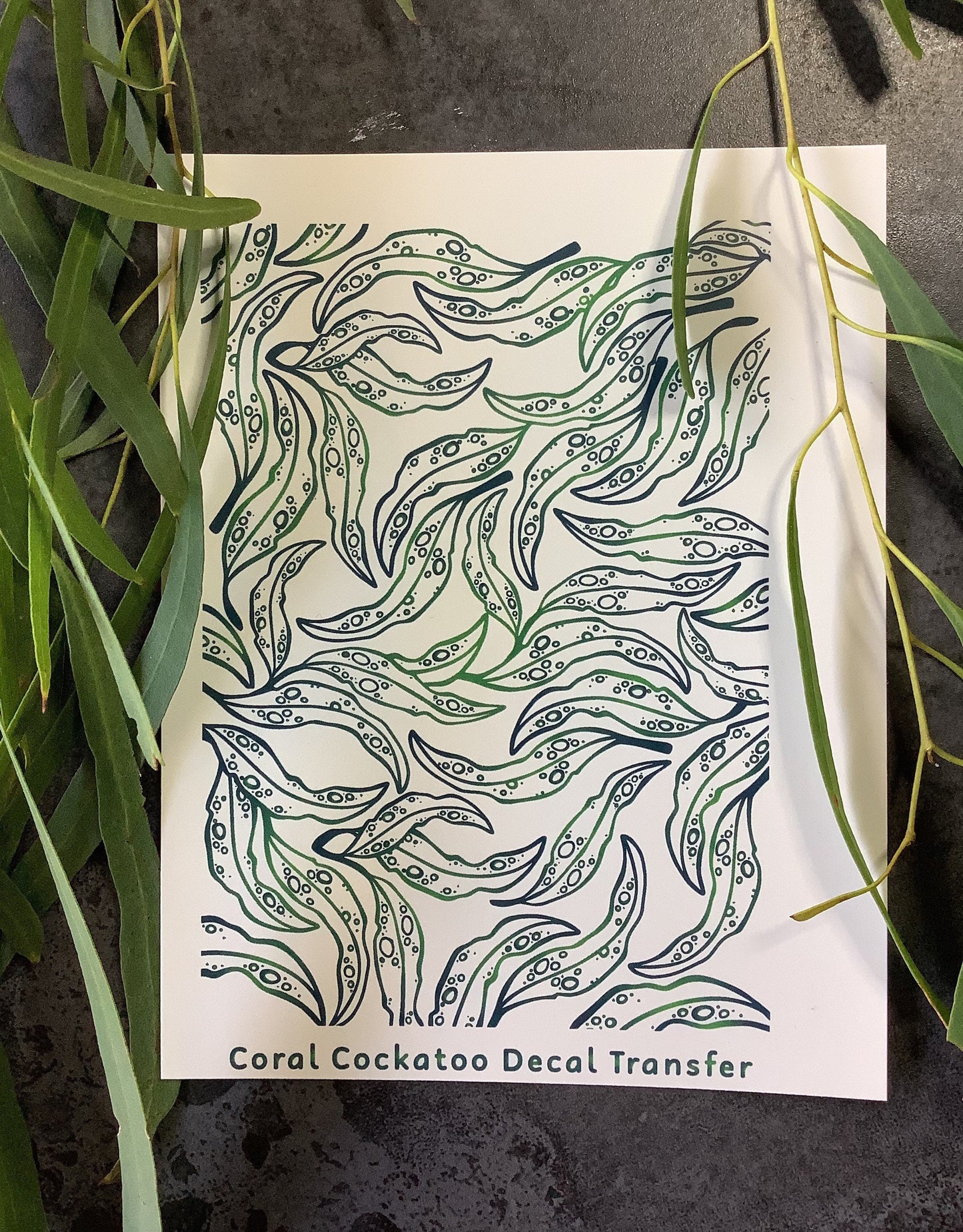 Eucalyptus Leaves Ditsy Print Colour Water Transfer 002