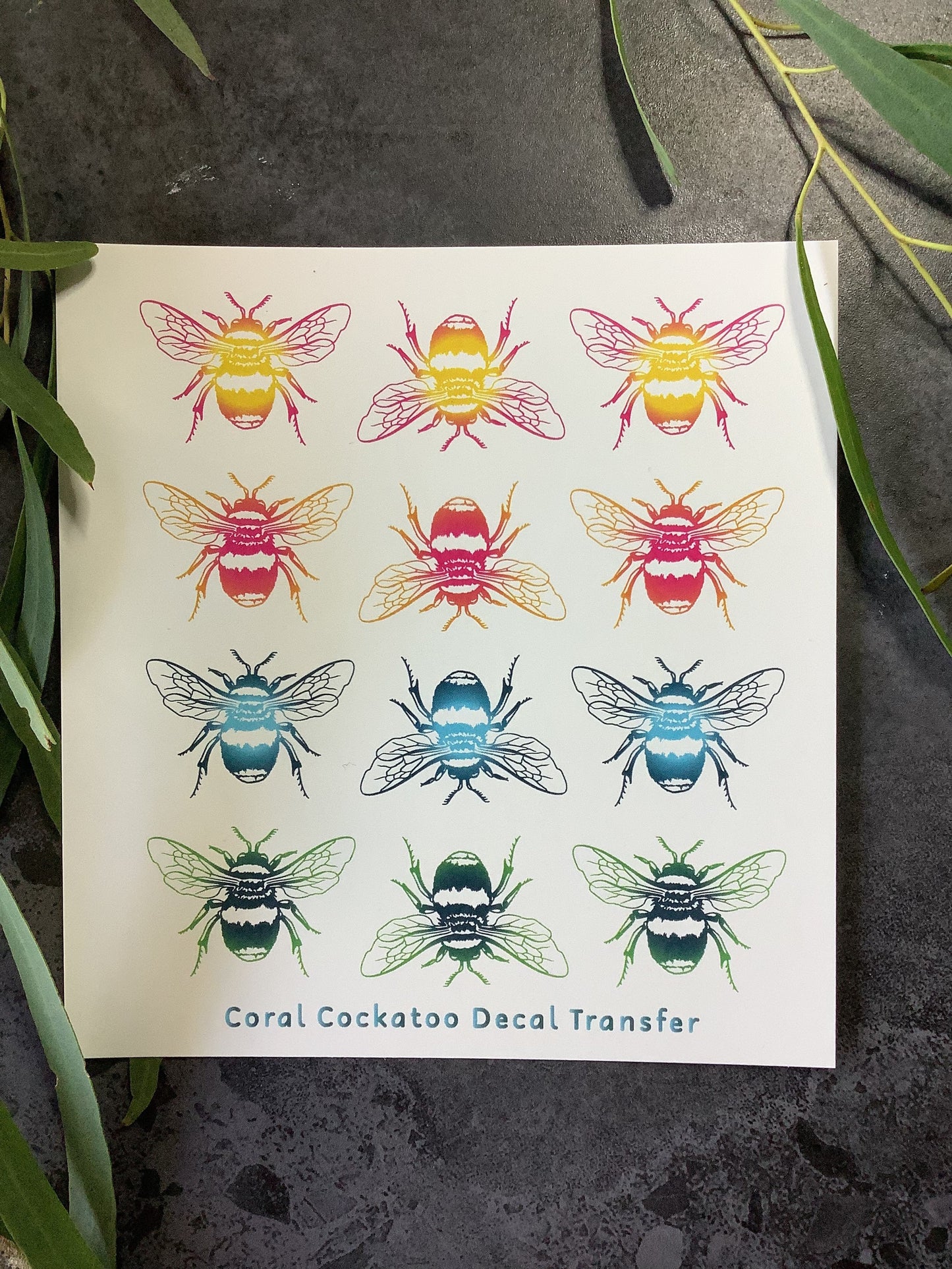 Multicoloured Bees Colour Water Transfer 003