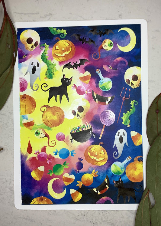 Watercolour Spooky Halloween Colour Water Transfer 033