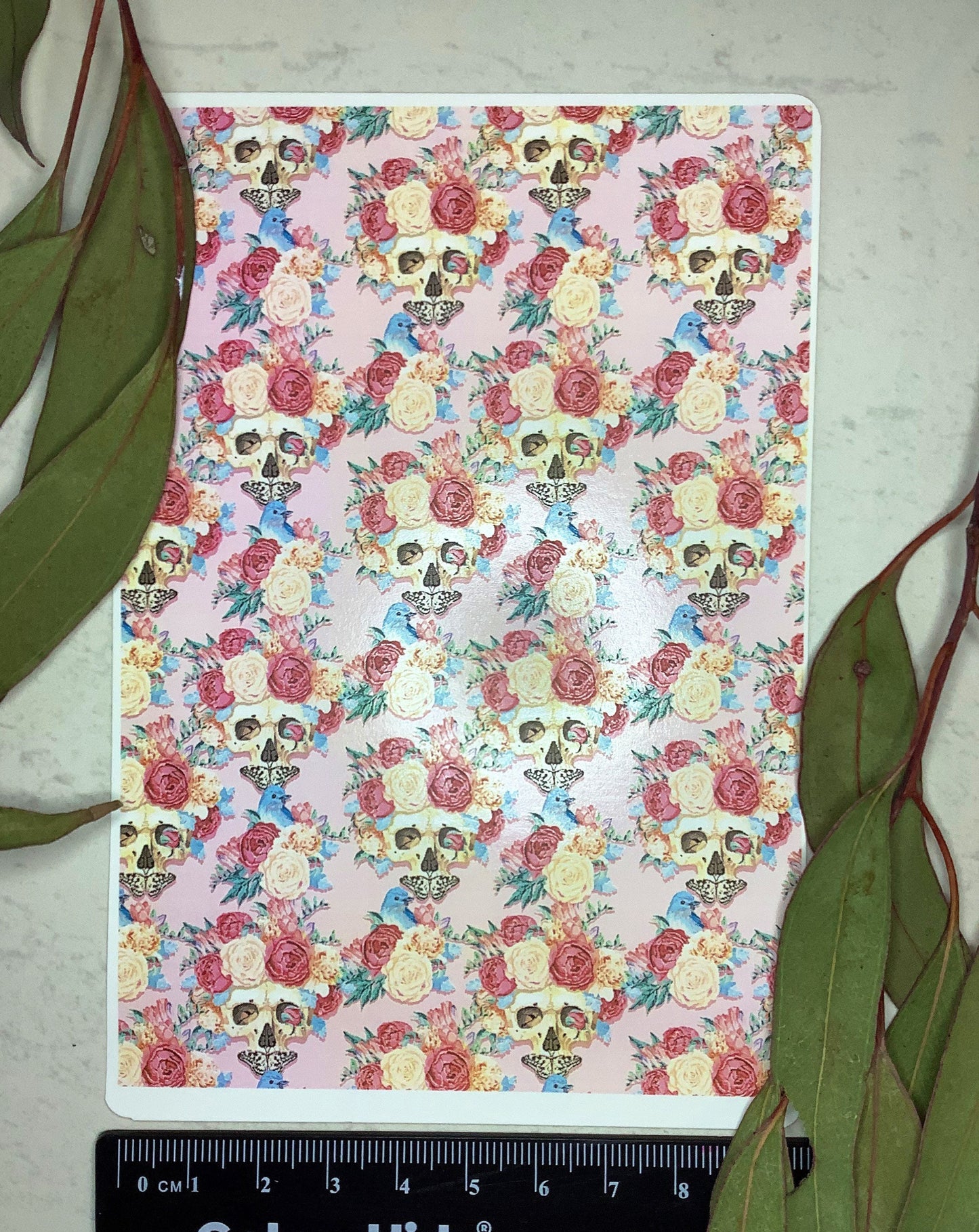 Pink Floral Skull Bouquet Colour Water Transfer 035