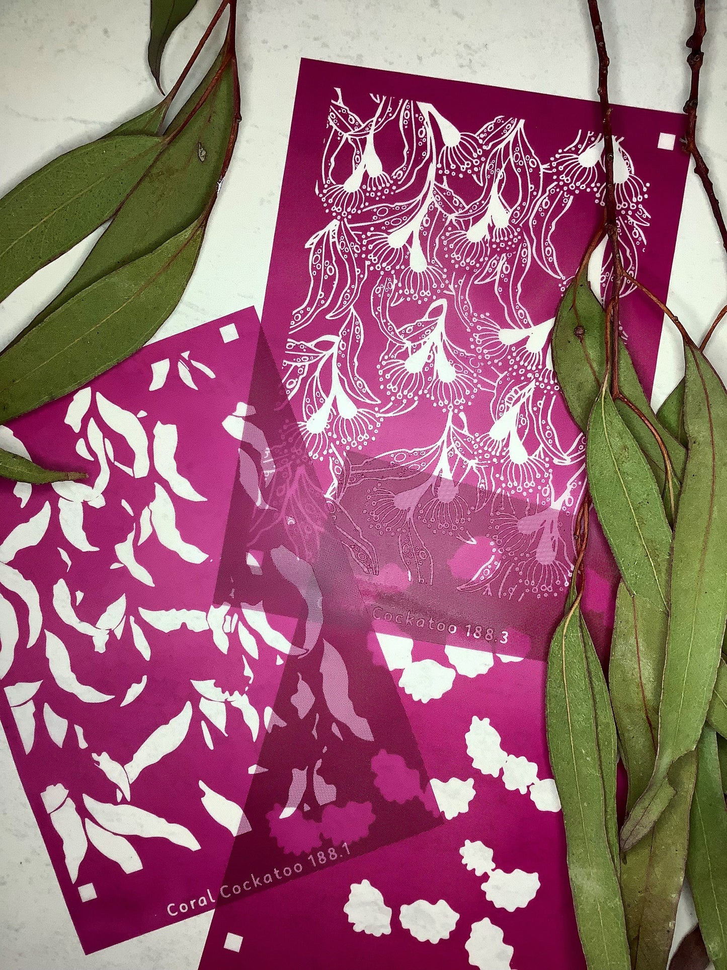 Eucalyptus Blossoms and Leaves 3 Part Silkscreen 188