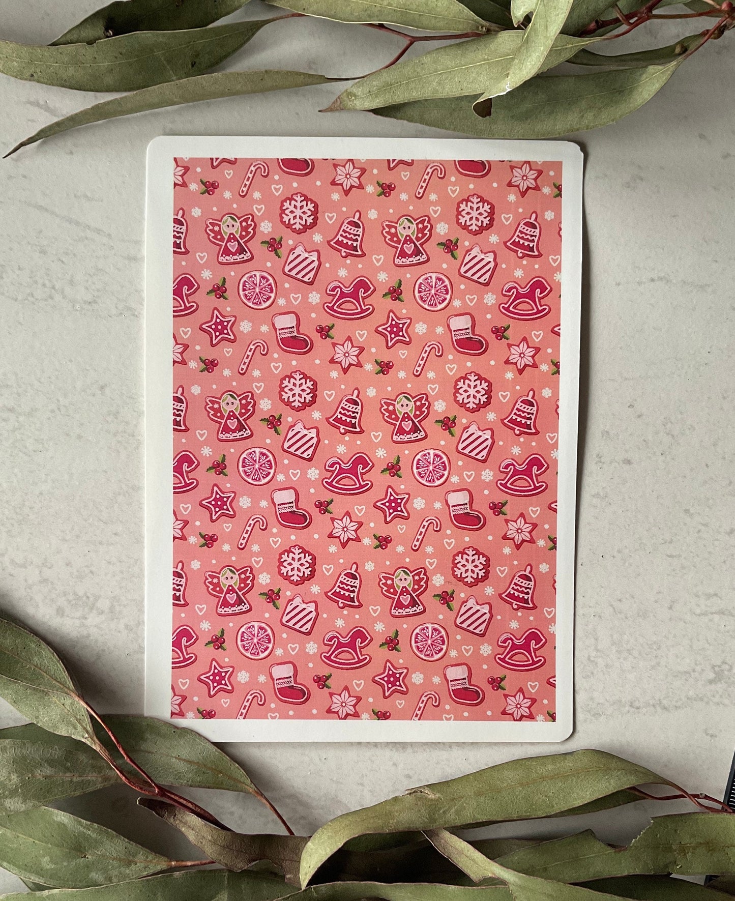 Pink Christmas Cookies Ditsy Print Colour Water Transfer 069