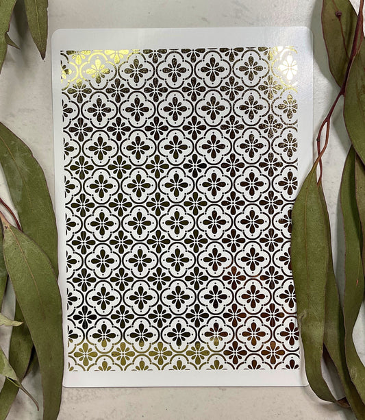 Boho Floral Tiles Gold Foil 015