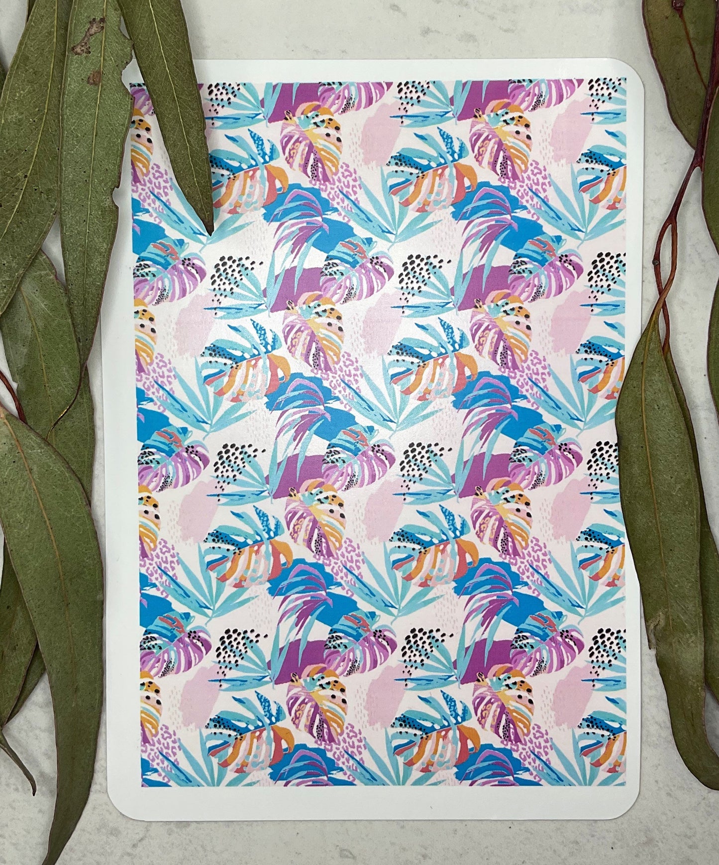 Watercolour Monstera and Jungle Palms Colour Water Transfer 095