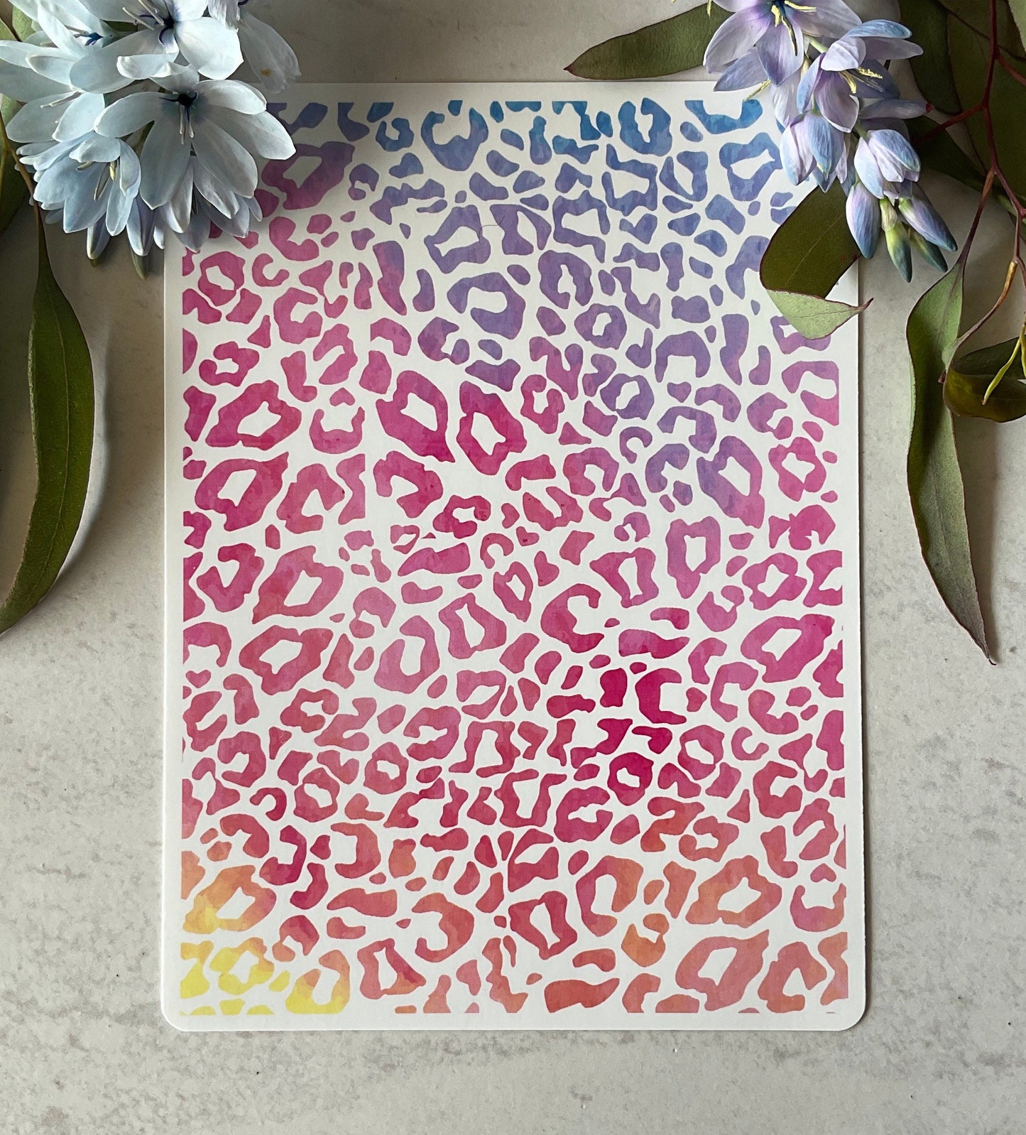 Watercolour Sunset Pink Leopard Spots 143